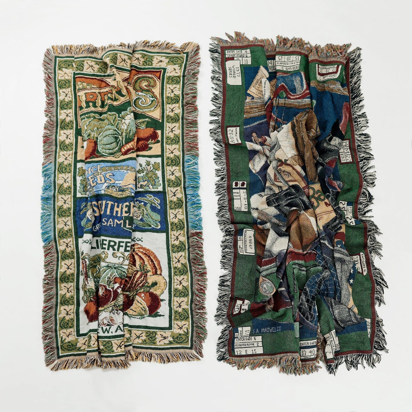 Preloved Woven Tapestry Blankets | Set of 2