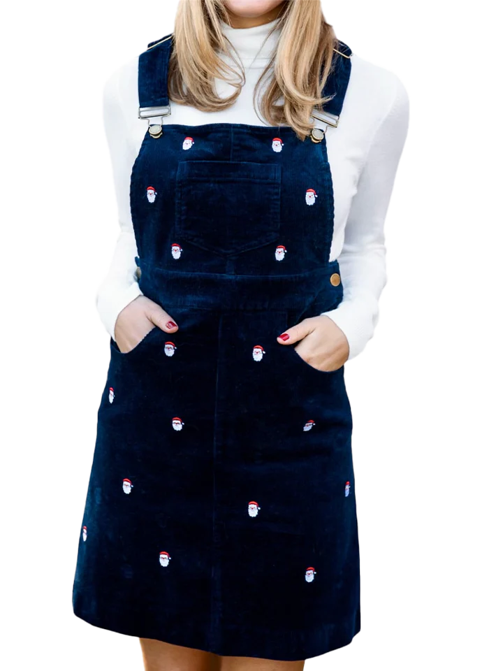 Santa Embroidered Corduroy Jumper Dress