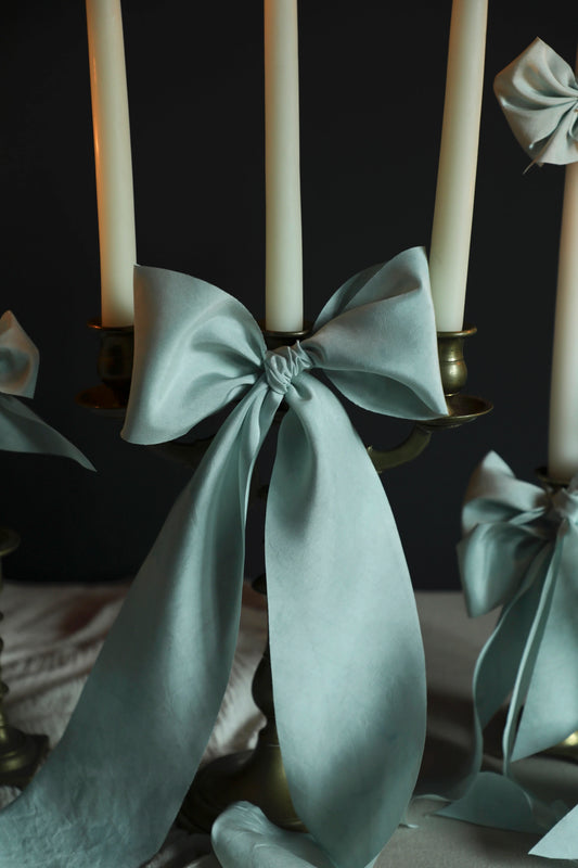 Wonderland Blue Silk Ribbon Candle Set